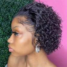 150 Density Pixie Cut Wig Human Hair 13X1 HD Lace 6 Inch Short Curly Pre Plucked Human Hair Wig With Baby Hair Wear And Go Glueless Bob Wigs For Women