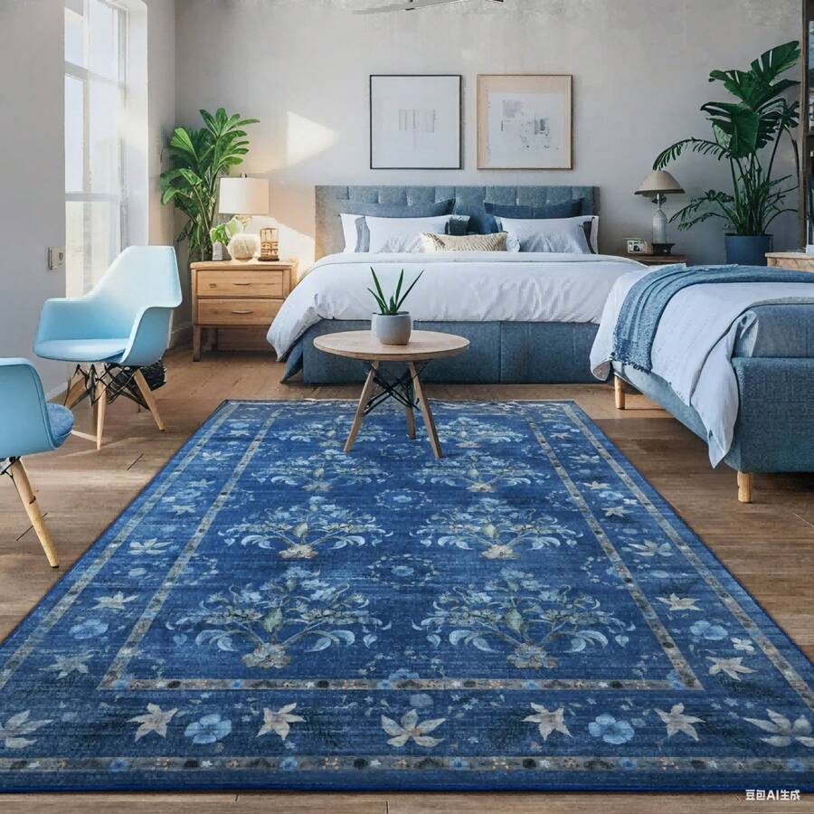 Homore 5x48 Office Chair Mat For Hardwood Floors - Floral Non-Slip Desk Chair Rug , Easy Glide Rolling Chair Protector ,Machine Washable Floor Mat For Under Desk