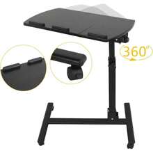 Mobile Laptop Stand Overbed Table Rolling Desk Cart Adjustable Sit-Stand Laptop Computer Desk Bedside Standing Desk,  Height Adjutable 24'' To 35''