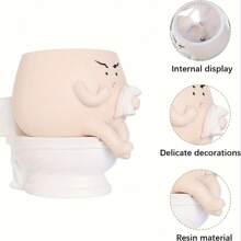 1pc 2-In-1 Funny Planter Pot With Drainage Hole - Resin Indoor/Outdoor Planter, Suitable For Succulents And Cacti, Self-Watering Function, Great For Home And Garden Decor, Garden Decoration | Quirky Design | Durable Resin