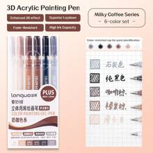 6 Colors Languo Feutre Acrylique Paint Markers Pens Stationery Acrylic Gel Pen 1.0mm For Rock Ceramic Glass Wood Drawing Writing Art Supplies Back To School