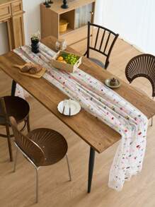 1 pieza Mantel con bordado de encaje y diseño floral colorido, estilo minimalista romántico francés para decoración del hogar y la cocina, adecuado para reuniones festivas, fiestas de cumpleaños, cenas de boda y como fondo fotográfico
