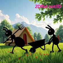 [2D Flat] 2 Pieces 2D Flat Garden Ant Decorations - Acrylic Material Animal Silhouette Garden Stakes For Outdoor, Halloween And Holiday Yard Decorations, Rustic Style, No Batteries Required, Great Garden Decor Gift For All Seasons