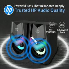 HP Speaker gaming RGB, speaker komputer USB, subwoofer, desktop, notebook, streamer universal, efek pencahayaan, audio dan video game desktop, artefak DHE-6000 hitam - DHE-6000 Hitam - View 2