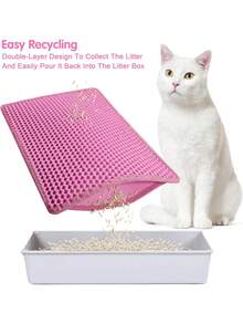 1 Piece Cat Bed Mat, Anti-Scatter Bed Mat, Double Layer Honeycomb Design, Urine And Water Waterproof Material, Dispersion Control, Less Waste, Easier To Clean, Washable - Multicolor - View 6