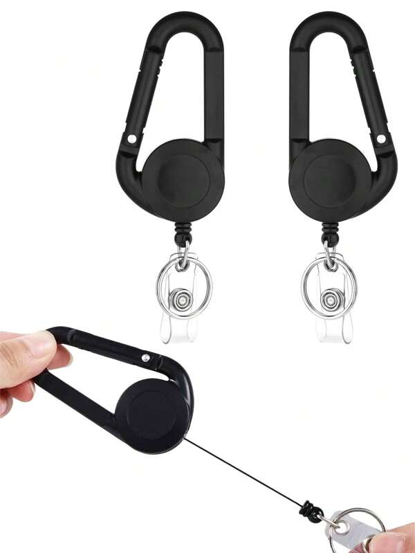 1pc Carabiner, Retractable Badge Reel With Buckle, Flat Keychain, Retractable Reel Carabiner, ID Badge Holder Retractable Keychain Holder, Anti-Lost Buckle, Luggage Tag Car Key Mobile Phone Camera Wallet ID Card Badge Card Anti-Lost Clip, Doctor Nurse Veterinarian Teacher Student Office Staff Manager Outdoor Sports Mountaineering Anti-Lost Buckle