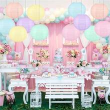 12pcs Soft Pastel Color Hanging Paper Lanterns - Round Neon Chinese Style Lanterns, Suitable For Party, Classroom, Wedding, Birthday And Valentine's Day Decoration, Party Decor | Pastel Color Lanterns | Paper Lanterns, Home Decor Lanterns