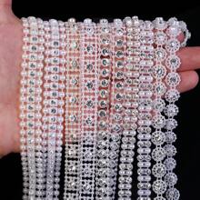 3 Yards/Roll ABS Faux Pearl Rhinestone Chain, Bridal Dress Accessory, Party Decorative Chain, Elegant Bracelet & Necklace Making Faux Pearl Chain