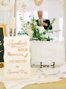 1/4/6 Stücke minimalistische Hochzeitsdekor Schilder für Tanzfläche, Verlobungsfeier Tisch Deko, Empfang und Bridal-Shower, Holzschilder mit Ständer, Hochzeitsparty Gastgeschenke