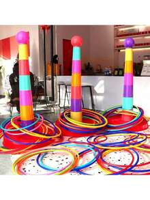 Engaging Colorful Ring Toss Set - Enhance Coordination, The Perfect Indoor And Outdoor Parent-Child Interactive Playset, Family-Friendly Fun(Color Random) Kids Toys,Toys,Games,Game Kids,Colors For Kids,Summer Toys,Baby Game,Christmas Games For Adults,Sensory Toys - Multicolor - View 6