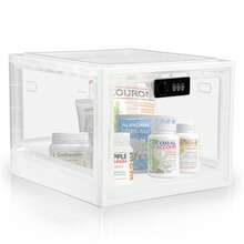 Lockable Medicine Box | Premium Fridge Storage Container | Secure Lock Box For Meds, Phone & Food | Kitchen/Home | Refrigerator Friendly Box - Transparent - View 1