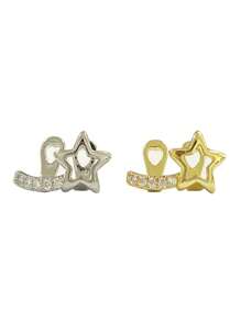 1pc Fashionable Women's Tooth Jewelry, Hollow Five-Pointed Star And Bar Zirconia Double Tooth Accessories, For Carnival, Party, Daily Wear, Festival Gifts, Funny Stage Props, Adjustable Opening
