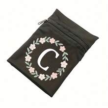 1 件黑色手腕钱包，带字母花卉印花图案 - 安全拉链开合、超透气网眼、臂式手机袋、紧凑型迷你零钱包 - 非常适合积极的生活方式，是户外运动、跑步和健身活动爱好者的理想选择 - 黑色 - 查看 4