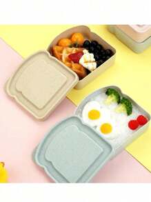 Bento Box, Sandwich Container, Lunch Box Plastic Toast Shaped Food Storage Sandwich Box With Lid, Reusable, Microwave Back To School Season And Dishwasher Friendly, Suitable For Family Or Adults, Kitchen Supplies