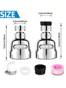 1件装通用水龙头起泡器、水龙头喷头、节水过滤器、防溅水龙头喷头、水龙头分水器、增压水龙头过滤器，厨房和浴室水槽配件 - 銀色短款 - 查看 7