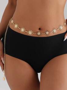 1pc Women Sexy Minimalist Smiling Face Retro Face Shape Waist Chain Body Chain, Suitable For Beach, Bikini, Outdoor Party, Belly Dancing