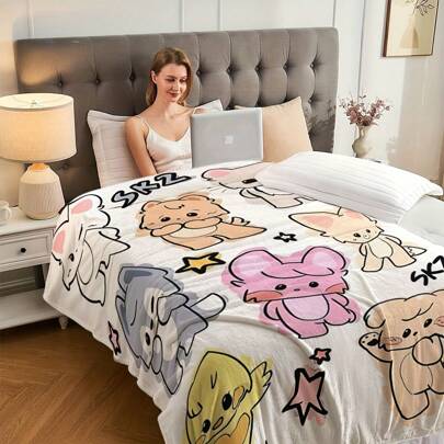 1 Manta de franela con estampado creativo KPOP SKZOO, lavable a máquina, manta de franela suave y cómoda, manta de lana ligera, manta cómoda para aire acondicionado, decoración del hogar, apta para las cuatro estaciones, regalo para amigos, apta para sofá, cama, coche, oficina, camping, viaje, exterior, adecuada para regalar a familiares y amigos. El regalo perfecto para hijos, hijas, abuelas, abuelos, padres, madres, tíos y tías.