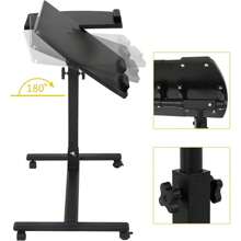 Mobile Laptop Stand Overbed Table Rolling Desk Cart Adjustable Sit-Stand Laptop Computer Desk Bedside Standing Desk,  Height Adjutable 24'' To 35''