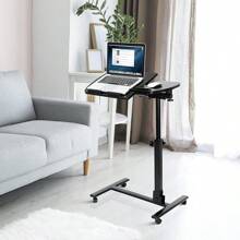 Mobile Laptop Stand Overbed Table Rolling Desk Cart Adjustable Sit-Stand Laptop Computer Desk Bedside Standing Desk,  Height Adjutable 24'' To 35''