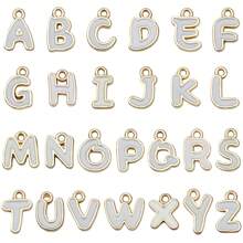 10/26pcs Colorful Letter Charms Bulk Alphabet Shape Charm Lowercase Alloy Enamel English Initial Charms For Jewelry Making Charms Supplies DIY Craft Necklace Bracelet Earring Crafting