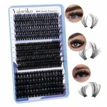 Fluffy Lash Clusters Thick Volume Individual Lashes 14-22mm Cluster Eyelash Extensions DIY Lashes Extension At Home By Yaiseiko 50D+80D+100D, 280pcs - Multicolor - View 1