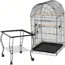 Jaula de aves de 63,5 pulgadas mediana con tapa abierta, jaula para periquito, loro, cacatúa y conure de mejillas verdes con soporte desmontable y ruedas giratorias - 1 - Ver 2