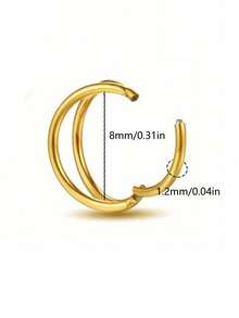 1 chiếc khuyên tai vòng đôi cho xỏ khuyên đơn, khuyên tai đôi mạ vàng 14K không gây dị ứng nhẹ bằng bạc, khuyên tai vòng Huggie Hoop, sụn Helix Rook Tragus, xỏ khuyên cho nữ, khuyên xỏ khuyên vách ngăn bằng thép không gỉ 316L, khuyên xỏ khuyên hình conch, khuyên môi, khuyên bấm vách ngăn - Vàng - Xem 8