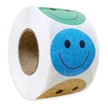 500 Shiny Foil Dot Smiling Face Stickers Per Roll, 0.98 Inches, 10 Color Blends, Waterproof Paper Labels, Suitable For Teacher Rewards, Gift Decoration