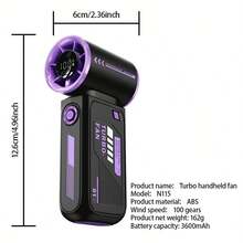 1 件 100 速强力手持风扇，超便携式手持风扇，12000 RPM 高速冷却，100 速强力风，USB 可充电迷你吹风机，适合旅行和户外使用，可充电便携式风扇，学生，台式风扇 - 查看 12