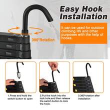 Vandise 3.2-6.2m Heavy Duty Aluminum Telescoping Ladder 150kg/330lb Max Load Capacity - Detachable Anti-Slip Hooks & Rubber Feet - Portable Extension Attic Loft Roof Ladder For Home Warehouse Industrial Use - Adjustable Folding Telescopic Stair Ladder With Locking System - ANSI Certified Durable Construction Ladder For Painting Cleaning Maintenance - Black - View 4