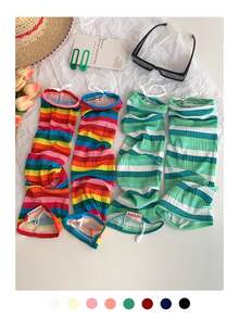 1 双女士条纹冰丝防紫外线袖套，宽松版型，适合驾驶、骑行、防晒、夏季