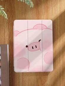猪可爱猪卡通动物图案平板电脑保护壳，兼容 iPad 9.7/10.2/10.5/10.9/12.9/Pro 11、第 10 代，兼容三星 Galaxy Tab S6 Lite 10.4 英寸，兼容 Kindle Paperwhite 第 12 代 2024，Kindle（第 11 代）2022 年发布，柔软防摔保护，智能支架/自动唤醒/睡眠 - 彩色 - 查看 3