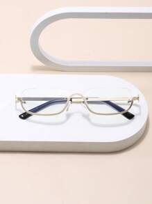 1 pièce Lunettes de mode femme décontractées rétro à demi-monture noires en métal, convient pour les sorties quotidiennes, la décoration de plage d'été