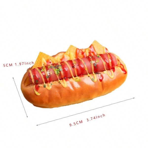 1pc Realistic Tomato Cheese Hotdog Bread Model, Home Decor Food Prop, Toast Accessory, Fridge Magnet, Craft
