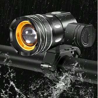 Ultra-Bright Bicycle Headlight, USB Rechargeable High-Power Flashlight For Mountain Bikes, Detachable Zoomable Outdoor Cycling Light Accessory, Waterproof Cycling Equipment, Night Warning Light