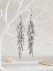 2 件/套迷人轻质金属鱼形流苏吊坠耳环，奢华度假风格珠宝，适合女士、情侣、日常休闲和派对佩戴，礼物 - 耳飾 - 查看 6