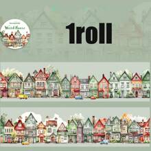 1 Rollo/Bolsa de Cinta, Serie Casa Extravagante, Cinta PET con tema de Casa Vintage y Pueblo, Suministros para Scrapbooking, Accesorios de Cuaderno, Decoración para Cuaderno, Marco de Foto, Funda de Teléfono, Vaso, Revistas de Chatarra, Caja de Artículos de Papelería DIY, Pegatinas Personalizadas, Útiles Escolares, Vuelta al Colegio