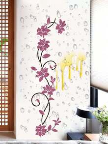 1pc Floral Pattern Wall Sticker PVC Waterproof Decal Stickers Home Decoration For Living Room Bedroom Flower Pattern Wall Sticker, Stickers, Wall Decal, Vinyl Decal For Home Decorations, Spring Decoration Items Refresh Your Home, Rama Decoration Stickers Gifts Birthday Graduation Room Decor Wall Decor Wall Stickers - Multicolor - View 12