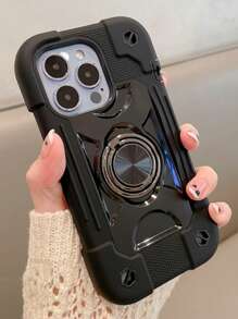 Shockproof Rugged Case Compatible With IPhone16 15 14 13 12 11 Pro Max Plus 360° Swivel Ring Stand, Drop Resistant Full Body Rugged Case 3-In-1 Protective Case Waterproof Anti-Fall Scratch Resistant