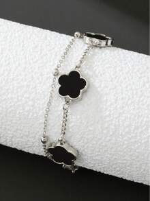 1pc Casual & Chic Lucky Clover Men's Bracelet, Suitable For Daily Wear & Gift Giving (No Gift Box, Random Number Of Beads On First Strand)