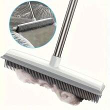 Rubber Broom Carpet Rake Pet Hair Remover Portable Detail Hair Removal Brush Pet Hair Removal Tool Suitable For Hair Carpet Hardwood Floor Tile Window Multi-Component Pet Hair Removal Broom With Long Handle