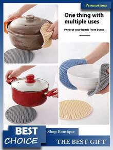 4 قطع مجموعة المثبت السيليكوني - عازلات حرارية لا تنزلق، وسطايات مقاومة للحرارة للطاولة، عازل للميكروويف والأواني الساخنة والأطباق وحصيرة عازلة للمطبخ، وسادة سيليكونية مقاومة للحرارة دائرية ذات تصميم بسيط