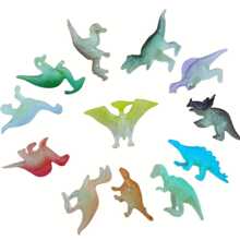 Set de 12 piezas de dinosaurios fluorescentes - Juguetes en miniatura de PVC de colores, perfectos para microescenarios y regalos festivos