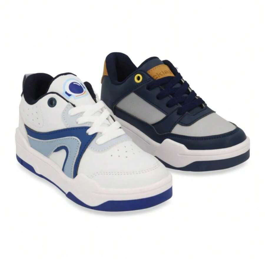 Duo Tenis Deportivo Color Negro y Rojo Para Caballero Con Material Sintetico - Blanco - Ver 1