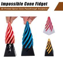 Set de 3 conos imposibles, conos de espiral impresos en 3D, escultura de pirámide pasante, fidget de ilusión de vórtice mini, fidget antiestrés impreso en 3D para aliviar la ansiedad, decoración de otoño, regreso a la escuela, decoración de Halloween, regalos de cumpleaños, recuerdos de fiesta, regalos de Navidad, fidgets, decoración de escritorio, regalos de Pascua