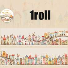 1 Rollo/Bolsa de Cinta, Serie Casa Extravagante, Cinta PET con tema de Casa Vintage y Pueblo, Suministros para Scrapbooking, Accesorios de Cuaderno, Decoración para Cuaderno, Marco de Foto, Funda de Teléfono, Vaso, Revistas de Chatarra, Caja de Artículos de Papelería DIY, Pegatinas Personalizadas, Útiles Escolares, Vuelta al Colegio