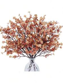 4 件咖啡色秋花人造满天星散花，可用作 DIY 花束、厨房、办公室、卧室、餐桌装饰、秋季装饰、人造花、咖啡色满天星、人造植物、家居装饰、感恩节、万圣节 - 咖色 - 查看 4