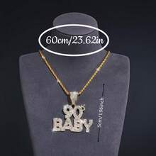 男士时尚 90 年代婴儿字母金色项链吊坠镶水钻适合男女嘻哈派对珠宝礼物 - 90baby - 查看 6