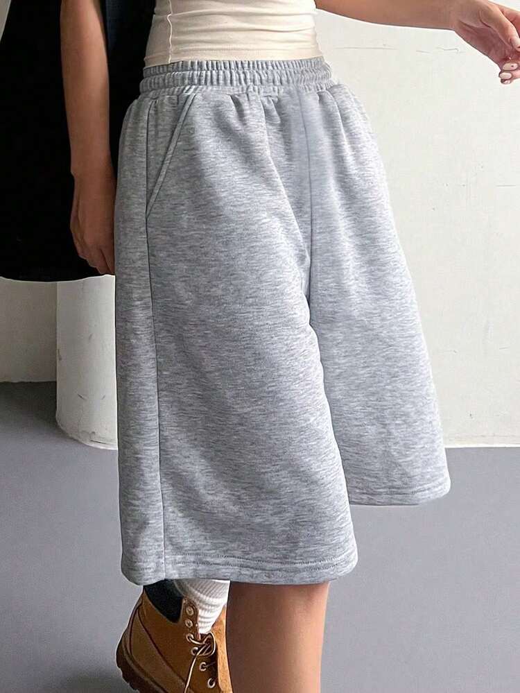 2 chiếc quần short rộng rãi có túi cho bé gái, thoải mái cho mùa xuân, hè và thu. - Xám - Xem 2