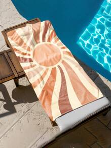1 Stück sonnige Mikrofaser-Strandtuch, ohne Sand, leicht, überdimensioniert, schnelltrocknend für Erwachsene zum Schwimmen, Schwimmbad, Camping, Yoga, Reiseaccessoires, Urlaubssachen, Strandutensilien